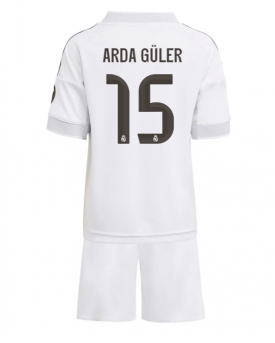 Billige Fotballdrakt Real Madrid Arda Guler #15 Replika Hjemmedraktsett Barn 2025-26 Kortermet (med bukser)